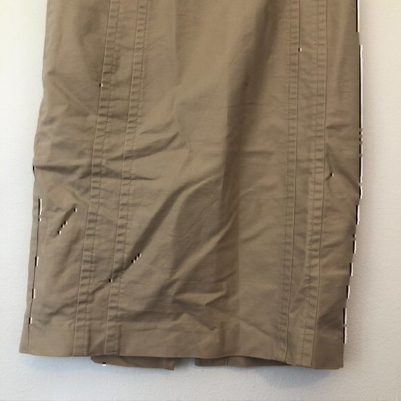 MEXX Solid Tan Beige Straight Pencil Work Cotton Knee Length Skirt UK 10 / US 6 - Picture 4 of 11